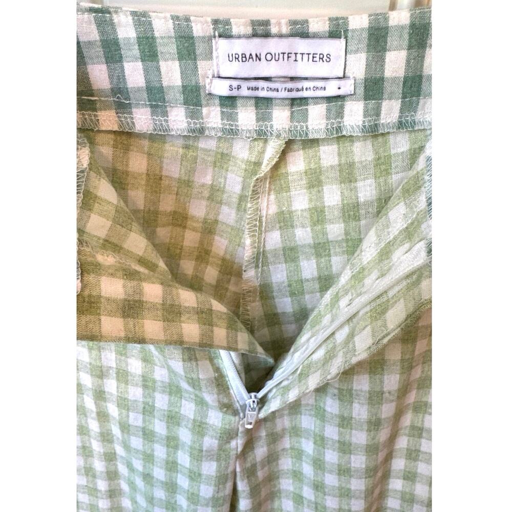 URBAN OUTFITTERS UO Leanna Gingham Cropped Flare Pant Green 100% Cotton Sz Small - Picture 3 of 9